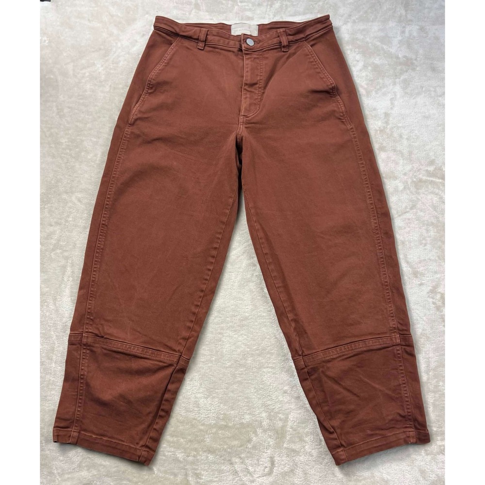 Everlane Utility Barrel Pants Rust Brown High Rise Size 12 F-BTM-CTN-BAREL-UTL